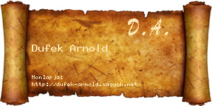 Dufek Arnold névjegykártya